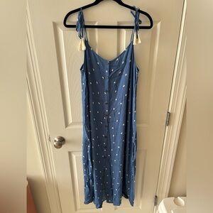 All In Favor Blue and White Polka Dot Maxi Dress